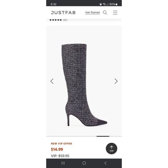 New Size 7 JustFab Black Grey Isabel Cap Toe Stiletto High Heel Long Tall Boots