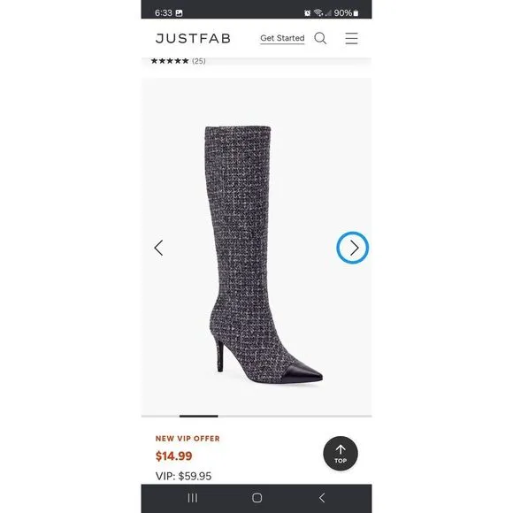 New Size 7 JustFab Black Grey Isabel Cap Toe Stiletto High Heel Long Tall Boots