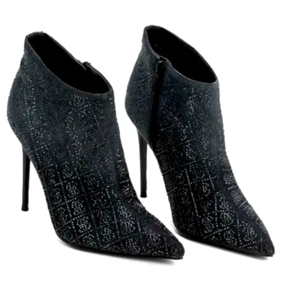 NIB [Guess] Fazzie Black Sparkle Pointed Toe Stiletto Ankle Boots Women’s 9.5 10