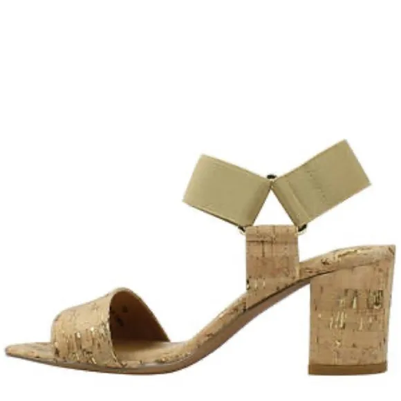 NIB Natural Gold Cork Heeled Sandals