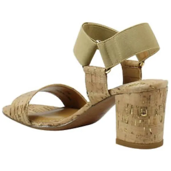 NIB Natural Gold Cork Heeled Sandals