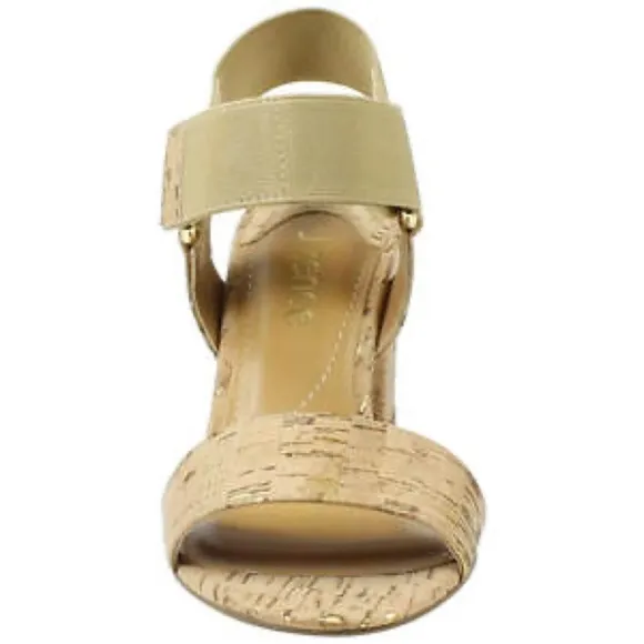 NIB Natural Gold Cork Heeled Sandals