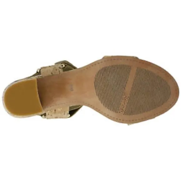 NIB Natural Gold Cork Heeled Sandals