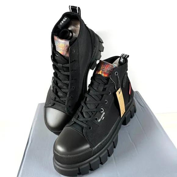 NIB Palladium Revolt HI TX Women's Black Sz 9 M Shoes Sneakers Platform NEW