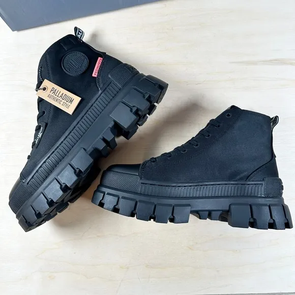 NIB Palladium Revolt HI TX Women's Black Sz 9 M Shoes Sneakers Platform NEW