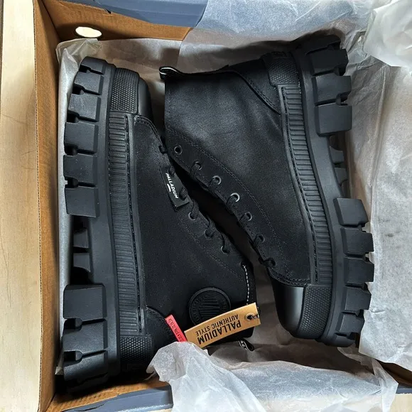 NIB Palladium Revolt HI TX Women's Black Sz 9 M Shoes Sneakers Platform NEW