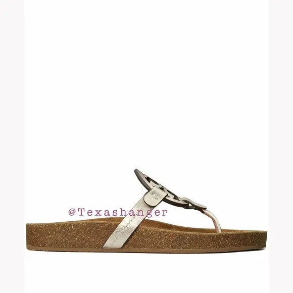 NIB Tory Burch Miller Cloud Sandals Size 8 Spark Gold/Natural