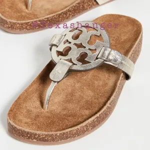 NIB Tory Burch Miller Cloud Sandals Size 8 Spark Gold/Natural