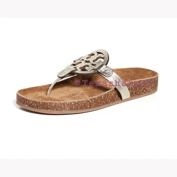 NIB Tory Burch Miller Cloud Sandals Size 8 Spark Gold/Natural
