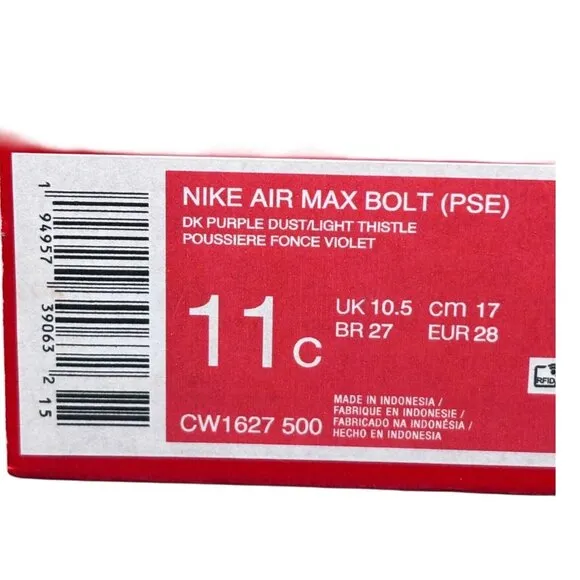 Nike Air Max Bolt (PSE) Kids Sneakers 11C DK Purple Dust/Light