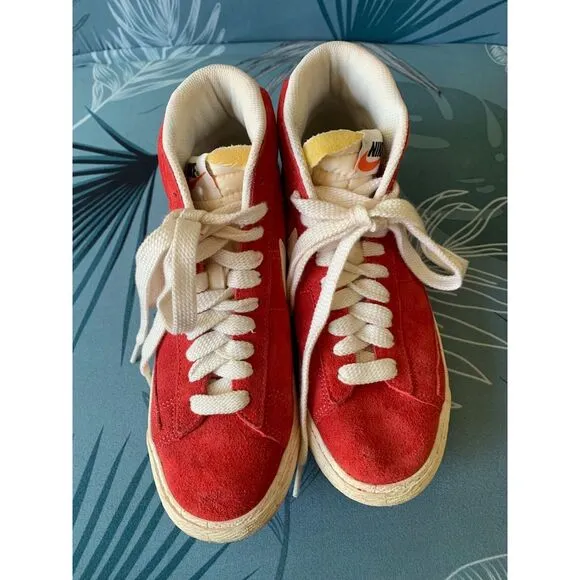 Nike Blazer Mid Suede RED HIGH TOP SNEAKERS GYM SHOES women’s 6