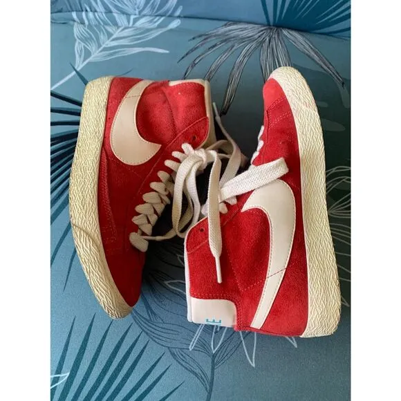 Nike Blazer Mid Suede RED HIGH TOP SNEAKERS GYM SHOES women’s 6