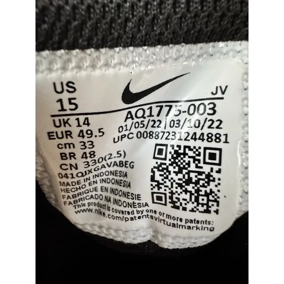 Nike Ebernon Low Shoes Triple Black (AQ1775-003)  Men's Size 15