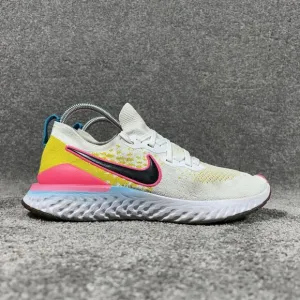 Nike Epic React Flyknit 2 White Yellow Pink Blast Running Shoes Mens Size 10