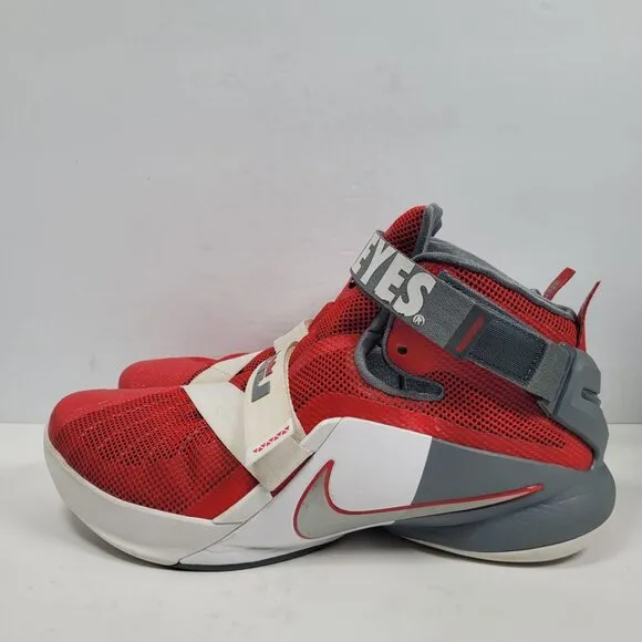 Nike Lebron Soldier IX Men's Ohio State Red Gray Shoes 749490-601 US Size 11