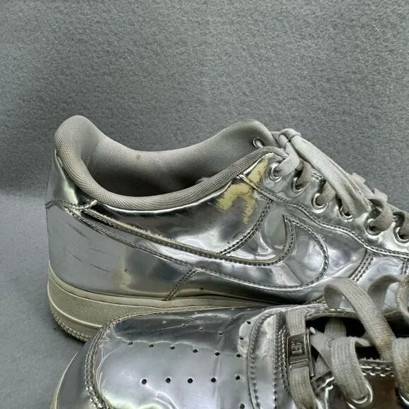 Nike Mens Silver Air Force 1 SP Liquid Metal Metallic Athletic Sneaker Shoes Siz