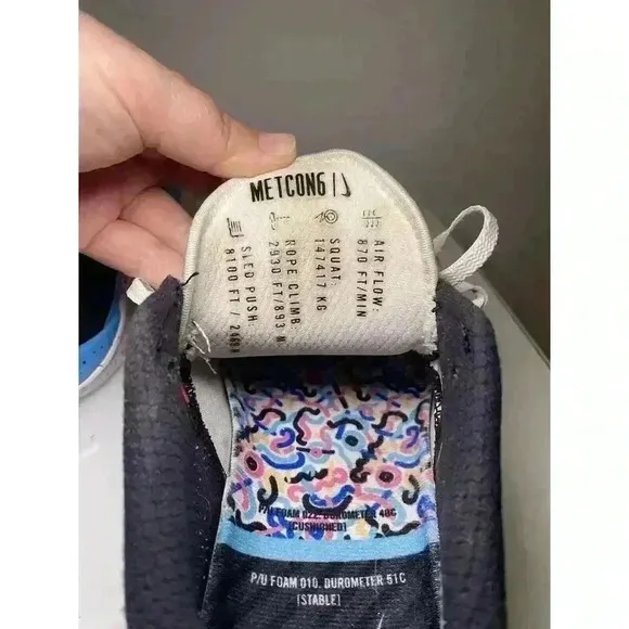 Nike Metcon 6 Speckled Confetti White Crossfit Shoes AT3160-104 Women's Size 8.5