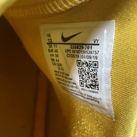 Nike Metcon Sport TB University Gold Mens Black Yellow Size 12 Training Shoes