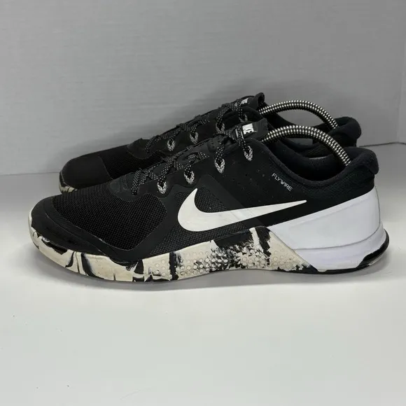 Nike Trainers Mens Size UK 8 Metcon 2 Black White Camo Crossfit Gym Flat Shoes