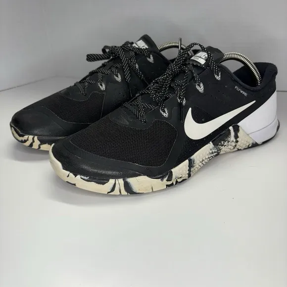 Nike Trainers Mens Size UK 8 Metcon 2 Black White Camo Crossfit Gym Flat Shoes