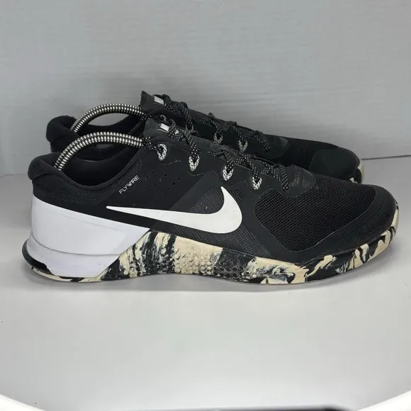 Nike Trainers Mens Size UK 8 Metcon 2 Black White Camo Crossfit Gym Flat Shoes