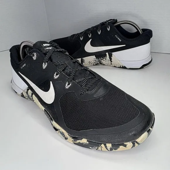 Nike Trainers Mens Size UK 8 Metcon 2 Black White Camo Crossfit Gym Flat Shoes
