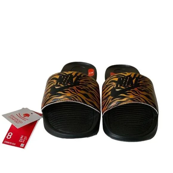 Nike Victori One Slides Womens Size 8 Animal Print Enhanced Comfort Sandals NEW