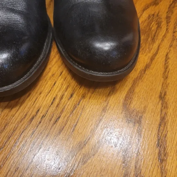 Nine West Black Genuine Leather Buckle Moto Tall Zip Riding Boots