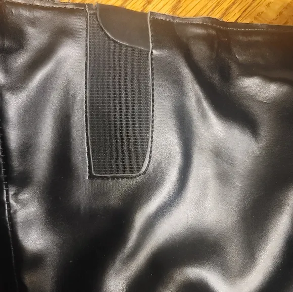 Nine West Black Genuine Leather Buckle Moto Tall Zip Riding Boots