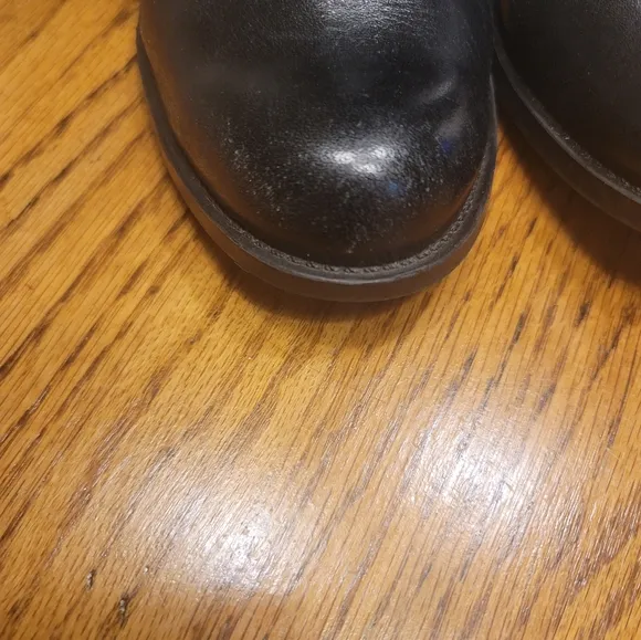 Nine West Black Genuine Leather Buckle Moto Tall Zip Riding Boots