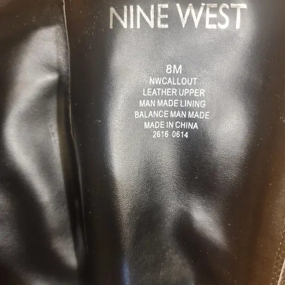 Nine West Black Genuine Leather Buckle Moto Tall Zip Riding Boots
