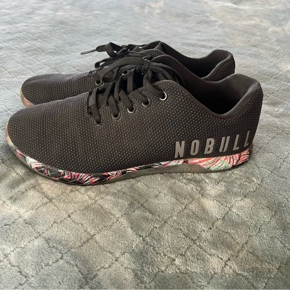 NOBULL Black Athletic Shoes with Floral Accents