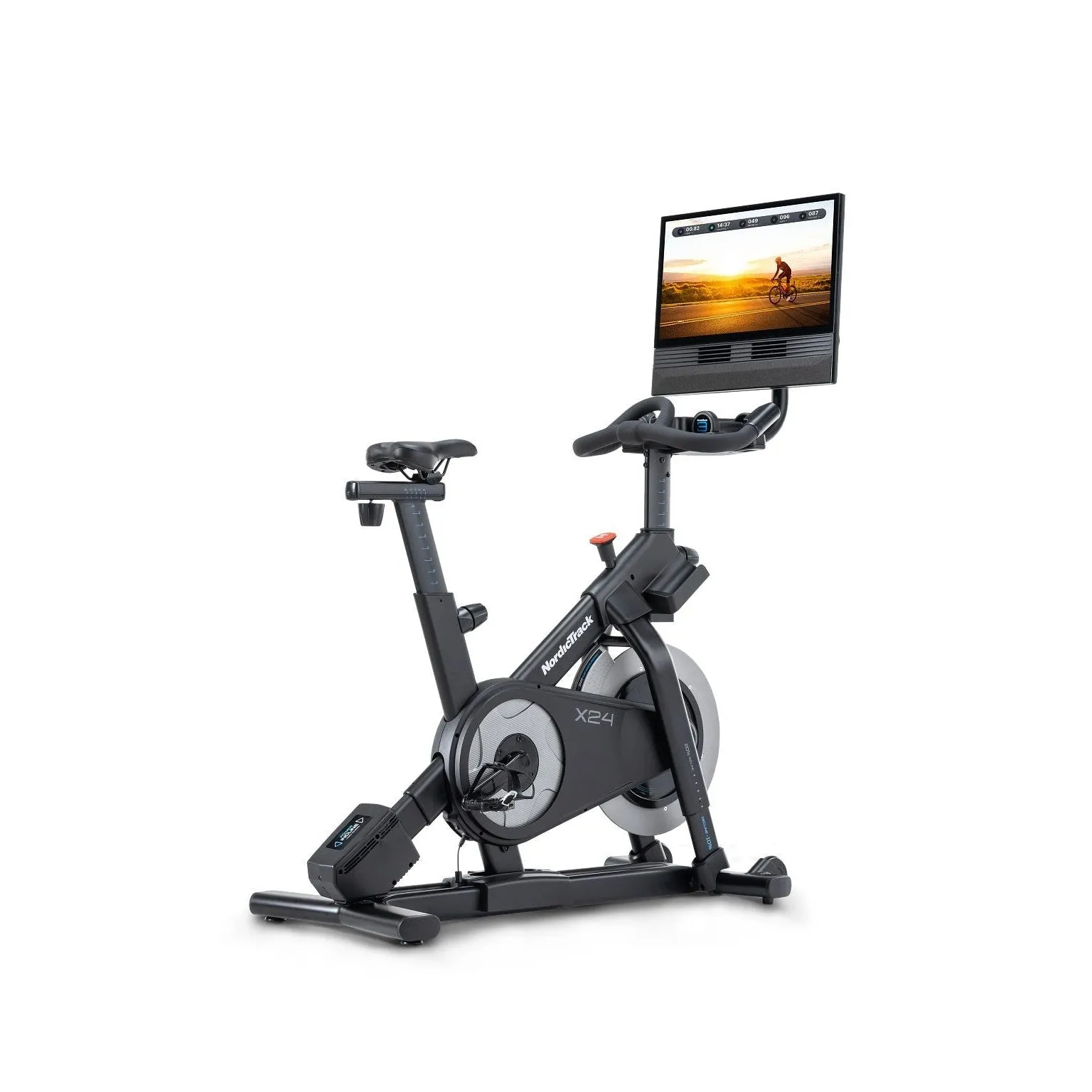 NordicTrack X24 Studio Bike with 20% to -10% gradient and Pivoting 24" Touchscreen.