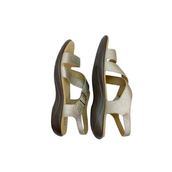 NWB! SAS Laguna Sandals Gold Linen 11 WW - Double Wide (D)
