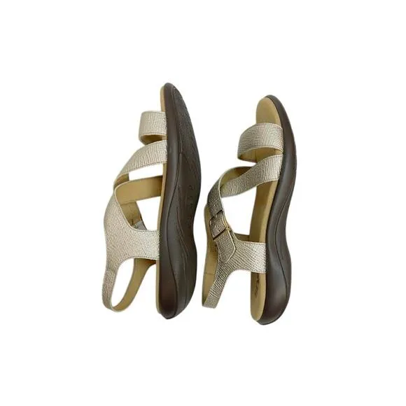 NWB! SAS Laguna Sandals Gold Linen 11 WW - Double Wide (D)