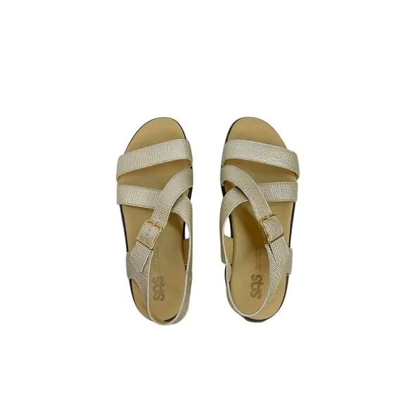 NWB! SAS Laguna Sandals Gold Linen 11 WW - Double Wide (D)