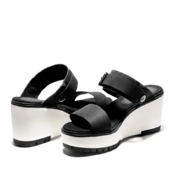 NWB! Timberland Koralyn  Black and White Platform Sandals size 9