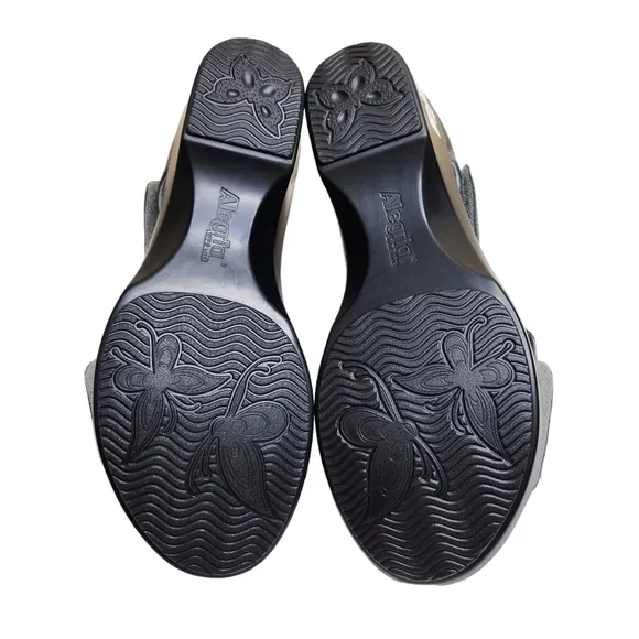 NWOB Alegria Riki Asher gray leather t - strap peep toe comfort sandals 38