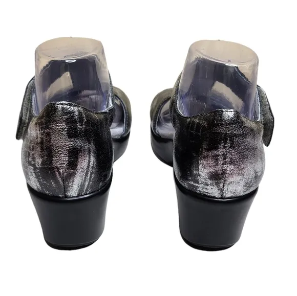 NWOB Alegria Riki Asher gray leather t - strap peep toe comfort sandals 38