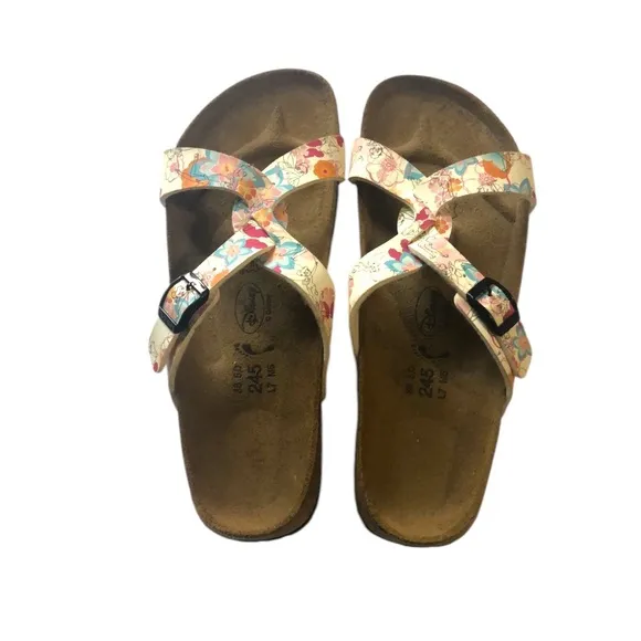NWOB- Disney Tinker Bell Birki’s Pink and Brown Sandals with Crisscross Straps