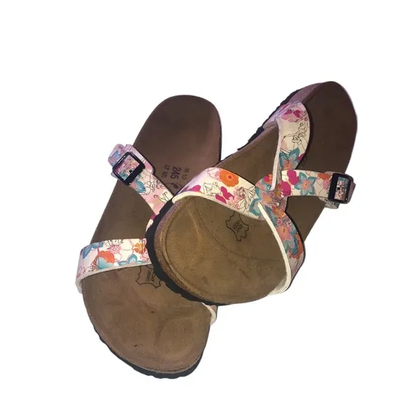 NWOB- Disney Tinker Bell Birki’s Pink and Brown Sandals with Crisscross Straps