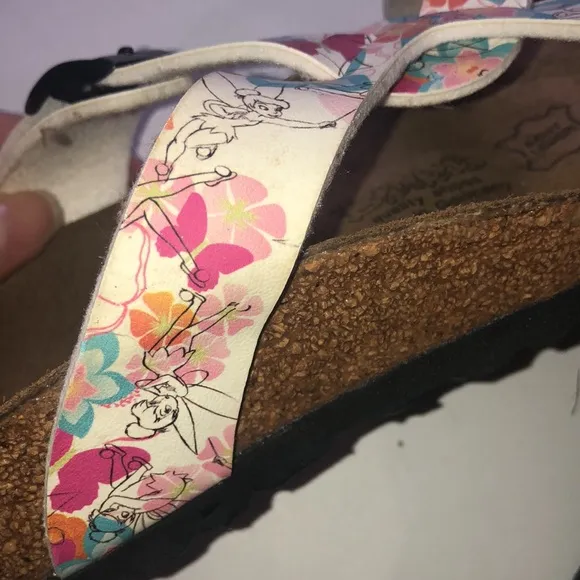 NWOB- Disney Tinker Bell Birki’s Pink and Brown Sandals with Crisscross Straps