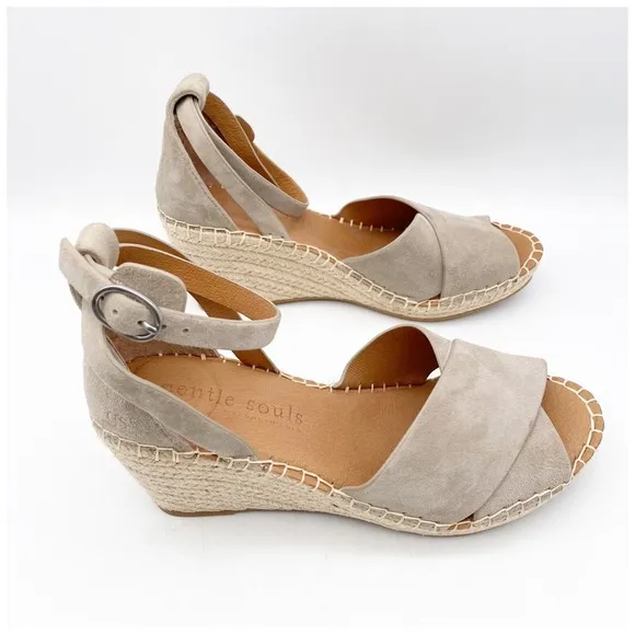 NWOB Gentle Souls Charli Ankle-Strap Espadrille Wedge Sandals Size 7