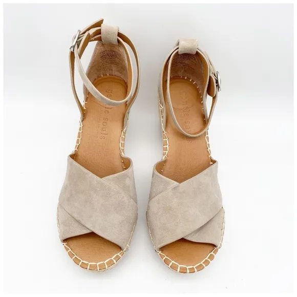 NWOB Gentle Souls Charli Ankle-Strap Espadrille Wedge Sandals Size 7