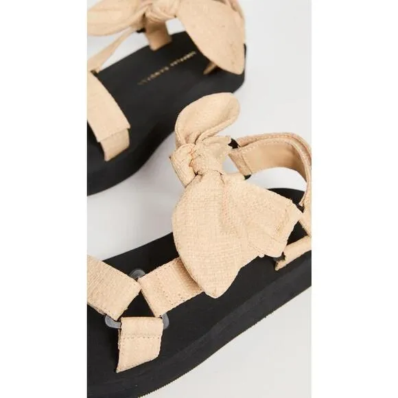 NWOB LOEFFLER RANDALL MAISIE SPORT Women's NATURAL RAFFIA PLATFORM Sandal US 5.5