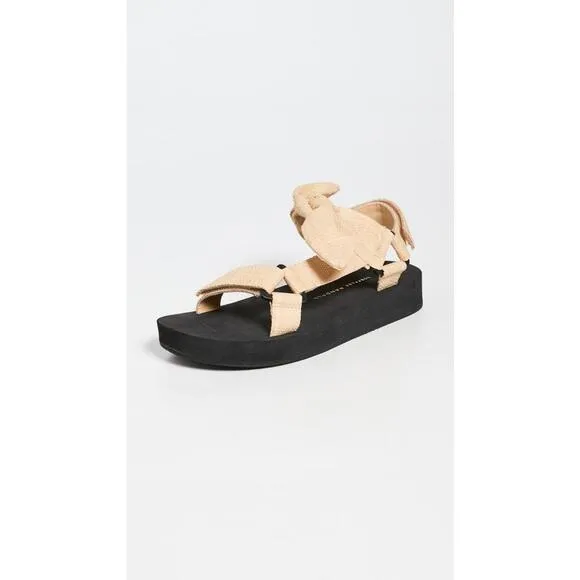 NWOB LOEFFLER RANDALL MAISIE SPORT Women's NATURAL RAFFIA PLATFORM Sandal US 5.5