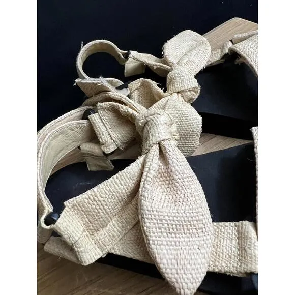 NWOB LOEFFLER RANDALL MAISIE SPORT Women's NATURAL RAFFIA PLATFORM Sandal US 5.5