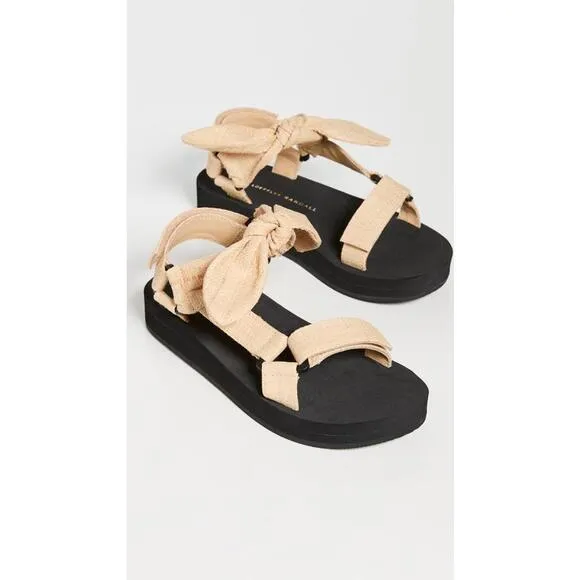 NWOB LOEFFLER RANDALL MAISIE SPORT Women's NATURAL RAFFIA PLATFORM Sandal US 5.5