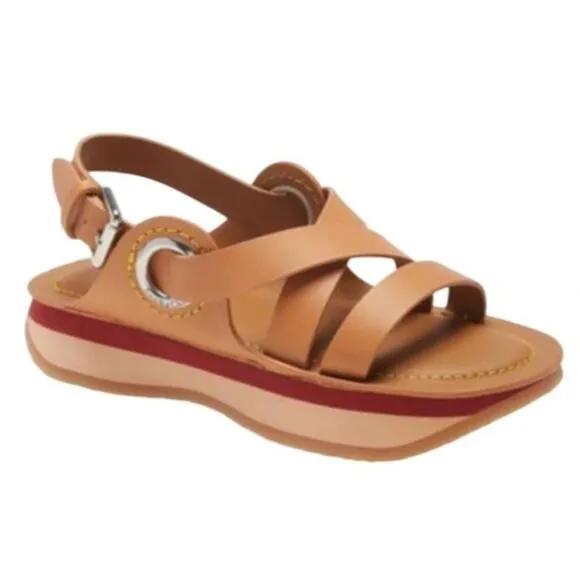 NWOT See by Chloe Tan Leather Ysee Sport Sandals Sz EU 37 / US 6.5