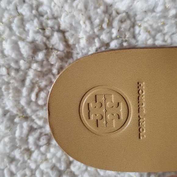 NWOT Tory Burch Gold Metal Slingback Thong Heeled Sandals Women's Size US 9 M